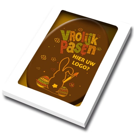Paasei chocoladekaart met logo als Paasgeschenk
