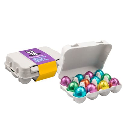 Eierdoosje met 12 Paaseitjes met logowikkel