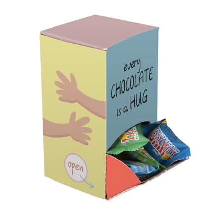 Bedrukte displaybox met Tiny Tony's als smaakvol relatiegeschenk