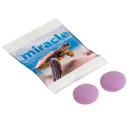 FSC papieren zakje Mentos met eigen ontwerp als give-away