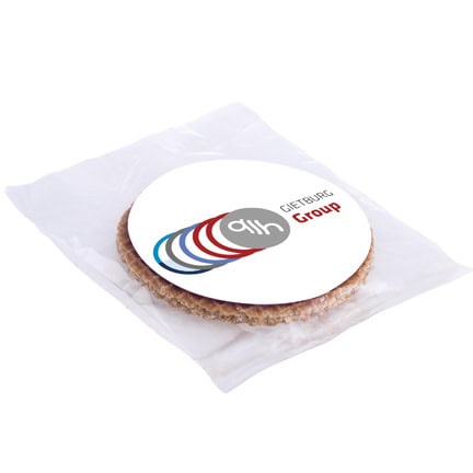 Stroopwafel in zakje met eigen logosticker