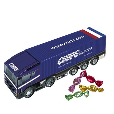 Miniatuur Truck gevuld met snoep bedrukt met eigen ontwerp