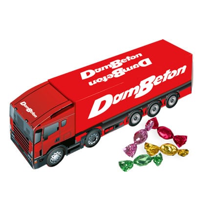 Snoeptruck met eigen logo als promotie artikel