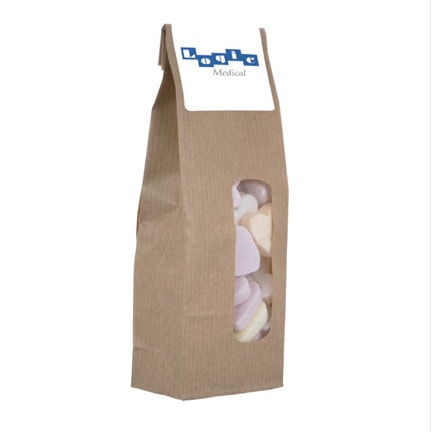 Kraft snoepzakje met eigen logosticker als promo tijdens beurs