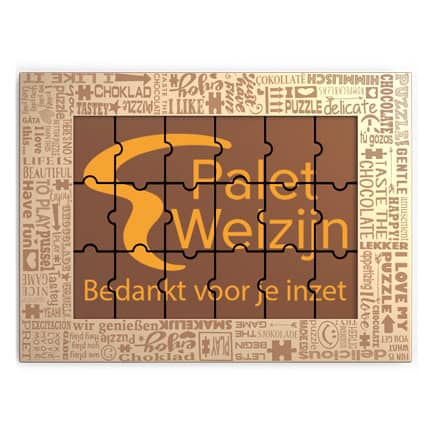 Chocoladepuzzel met eigen logo als relatiegeschenk