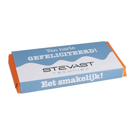 Tony chocoladetablet met eigen logowikkel voor promotie